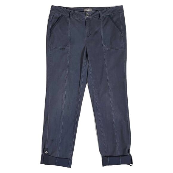 Motto Women's Utility Pants 10 Gray Blue Roll Cuff Soft Sateen Stretch Straight - Picture 1 of 12